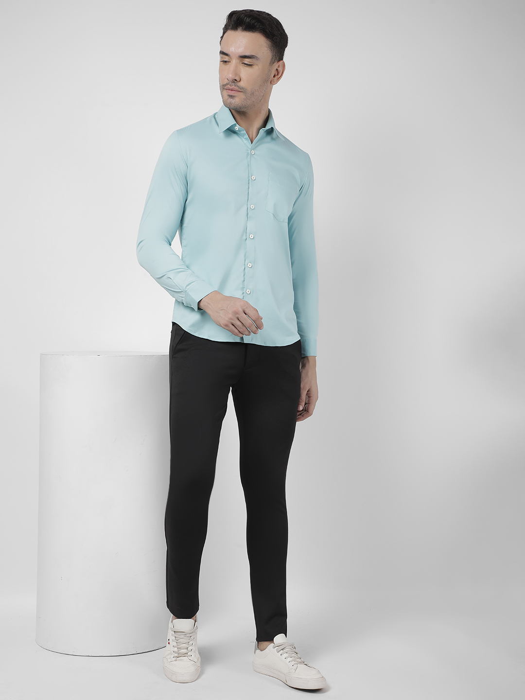 Numero Uno Men Solid Light Blue Shirt